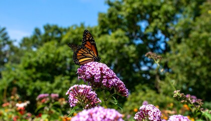 Butterfly on purple flowers
