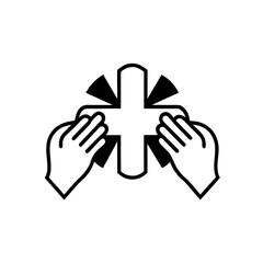 A simple line icon showing two hands pressing down, symbolizing manual massage techniques.