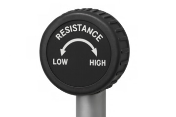 Resistance dial indicating low and high settings