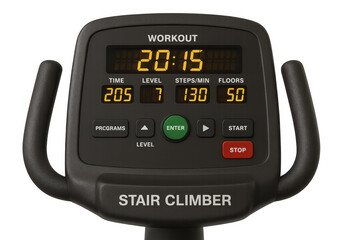 Stair climber gym equipment digital display showing workout data