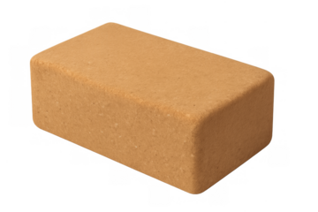 Single yellow paving stone block on transparent background