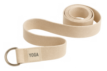 Beige yoga strap with loop for stretching practice