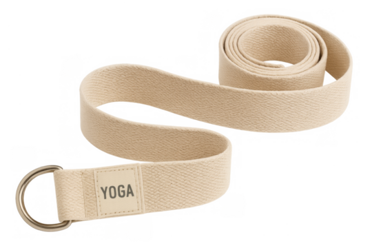 Beige yoga strap with loop for stretching practice