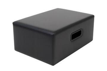 Black pilates reformer box for fitness exercises