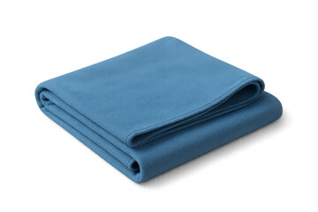 Blue fleece blanket folded on transparent background