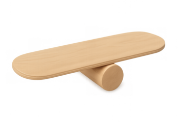 Wooden balance board training equilibrium on transparent background