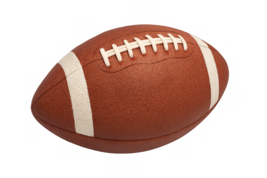American football ball with laces on transparent background