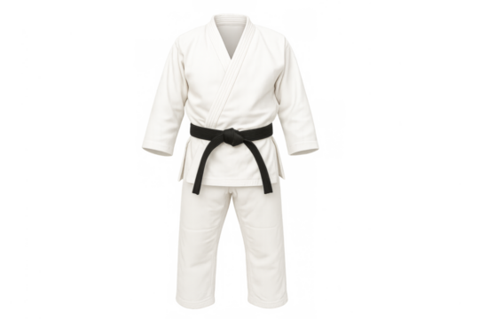 White martial arts uniform with black belt