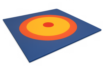 Blue wrestling mat with target on transparent background