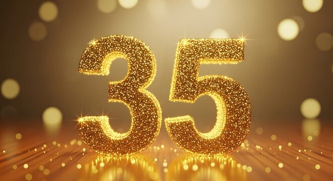 Golden Glitter Number Thirty Five Celebrating Anniversary Birthday Events