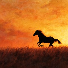 horse at sunset