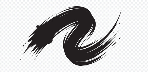 Abstract Black Brush Stroke Element
