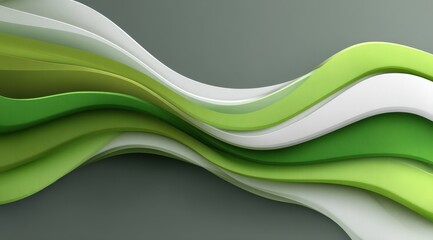 Modern abstract green and white decorative smooth wave pattern design