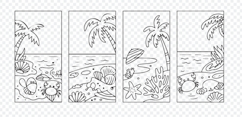 Tropical Beach Scene Coloring Pages