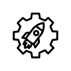 Rocket launch line icon, start up and innovation symbol, simple outline style on white background