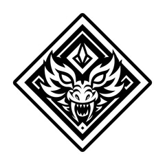 Set of Glyph Style Wild Dragon Icons 

