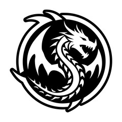 Set of Glyph Style Wild Dragon Icons 


