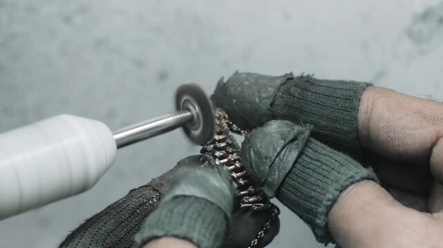 Skilled craftsman polishing jewelry with precision, highlighting traditional craftsmanship and fine jewelry finishing techniques.