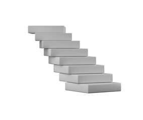 An abstract 3D staircase of white blocks, forming a dynamic and geometric structure. 3d illustration