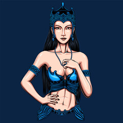 illustration of a Javanese girl blushing