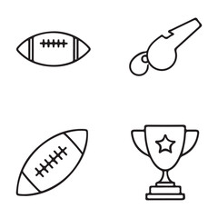 American football outline icons isolated on white background for sport theme