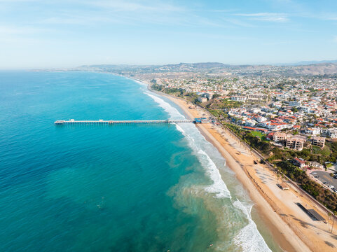Early Morning Aerial View of San Clemente Beach with Clear Water