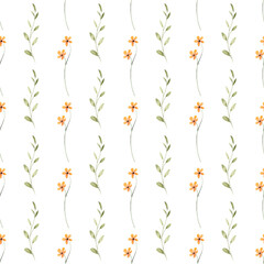 Seamless pattern, floral minimalist background with watercolor flowers. Repeat fabric wallpaper print texture. Perfectly for wrapped paper, backdrop.