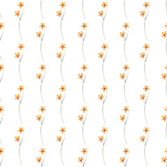 Seamless pattern, floral minimalist background with watercolor flowers. Repeat fabric wallpaper print texture. Perfectly for wrapped paper, backdrop.