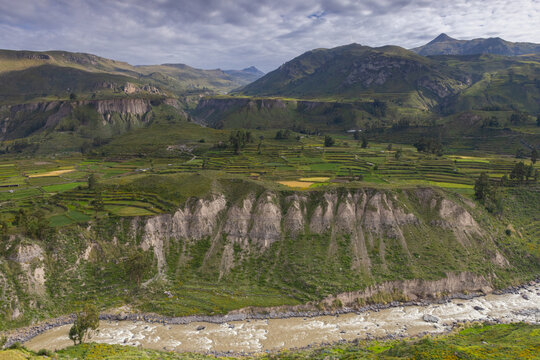 Colca Canyon, a river canyon in southern Peru famed as one of th