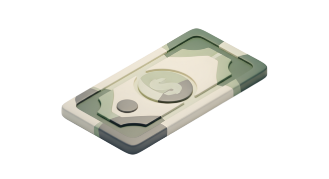 Digital Illustration of a Mobile Phone with a Cash Icon in a Modern Minimalist Style