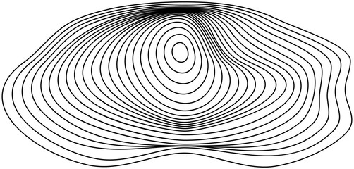 Abstract Dark Composition with Black Lines and Organic Texture on Transparent Background