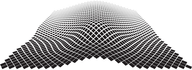 Abstract Pixelated Graphic Formation in Shades of Grey on Transparent Background