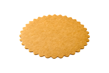 Gold cardboard cake circle isolated on transparent background for pastry shop