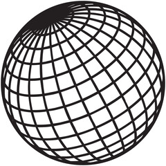 Black And White Globe Graphic On Transparent Background