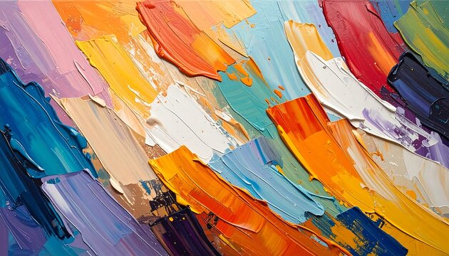 Abstract Oil Painting with Vibrant Colors and Textured Brushstrokes. - Powered by Adobe