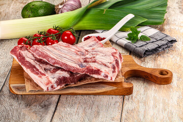 Raw pork ribs for cooking