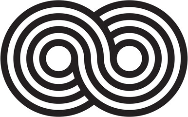 Abstract Black Intertwined Spirals On Transparent Background