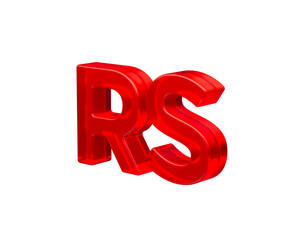 Vibrant 3D red glass letters RS with reflective surface. 3d illustration