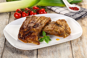 Tasty roasted pork ribs with spices