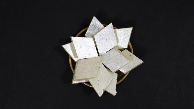 Traditional Indian Sweet Kaju Katli On Black Background