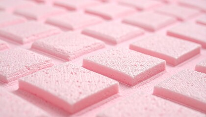 Close-up of pink, textured rectangular shapes, arranged in a grid pattern