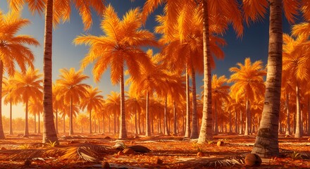 Golden Palm Forest A Warm and Vibrant Landscape