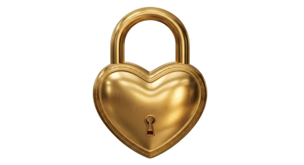 Golden Heart Shaped Lock on White Background Romantic Symbol of Love and Security