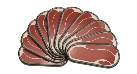 Obraz premium Raw Beef Steak Slices on Metal Platter Fresh Meat for Cooking or Deli