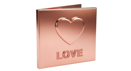 Rose Gold Heart Love Symbol Book with Embossed Text Romantic Gift
