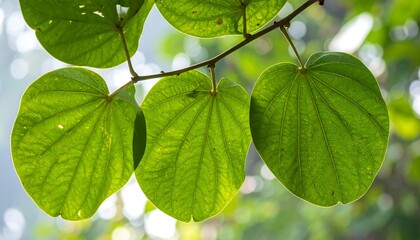 Close-up of vibrant green leaves in sunlight, showcasing nature's beauty