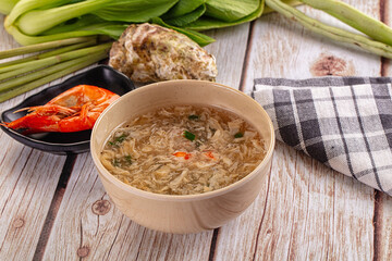 Asian soup with crab and prawn