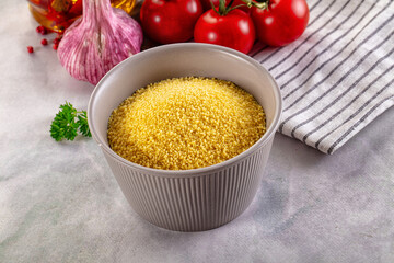 Vegan cuisine - raw dry couscous