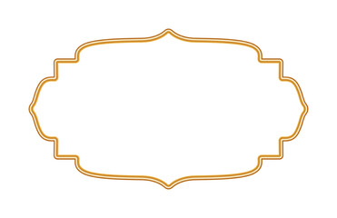 Shiny golden luxury 3d frame, ornamental border. Realistic oriental window, arabesque frame, stamp, magic portal, seal. Indian decorative element. Vector illustration for certificate, stamp, vignette