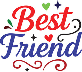 Best Friend Typography icon, stylish font icons, modern text symbols, decorative hearts stars vector, best friend text collection, elegant minimal text icons, isolated typography icon